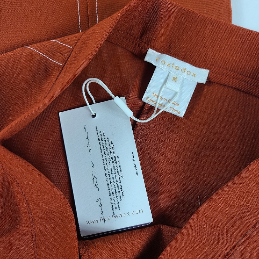 Foxiedox Rust Orange Split Front Flare Pants - image 4